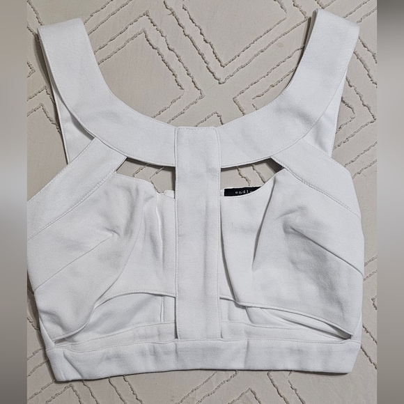 NWOT Endless Rose White Structured Crop Top - Picture 1 of 2
